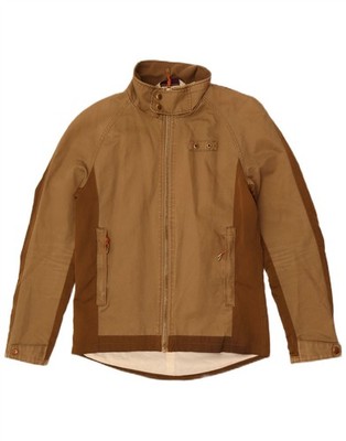Zara Herren Bomberjacke UK 38 Mittelbraun Colourblock Polyester QT01