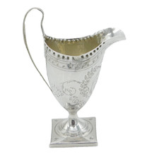 George III Sterling Silver Floral Pedestal Cream Jug Antique 1794 London