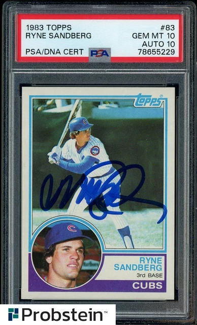 1983 Topps #83 Ryne Sandberg Chicago Cubs RC Rookie HOF PSA 10 PSA/DNA 10 AUTO