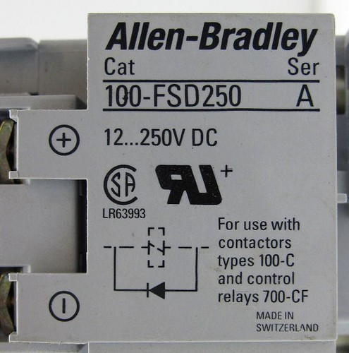 Allen-Bradley 100-C09Z*10 Contactor, 24VDC Coil w/ 100-FSD250 Surge Suppressor - Picture 7 of 8