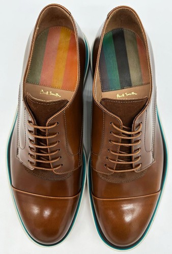 ZAPATOS DE MUESTRA FORMAL DE CUERO REAL MARRÓN TOSTADO PAUL SMITH NUEVOS TALLA: UK8 EU42 US9 - Imagen 3 de 15