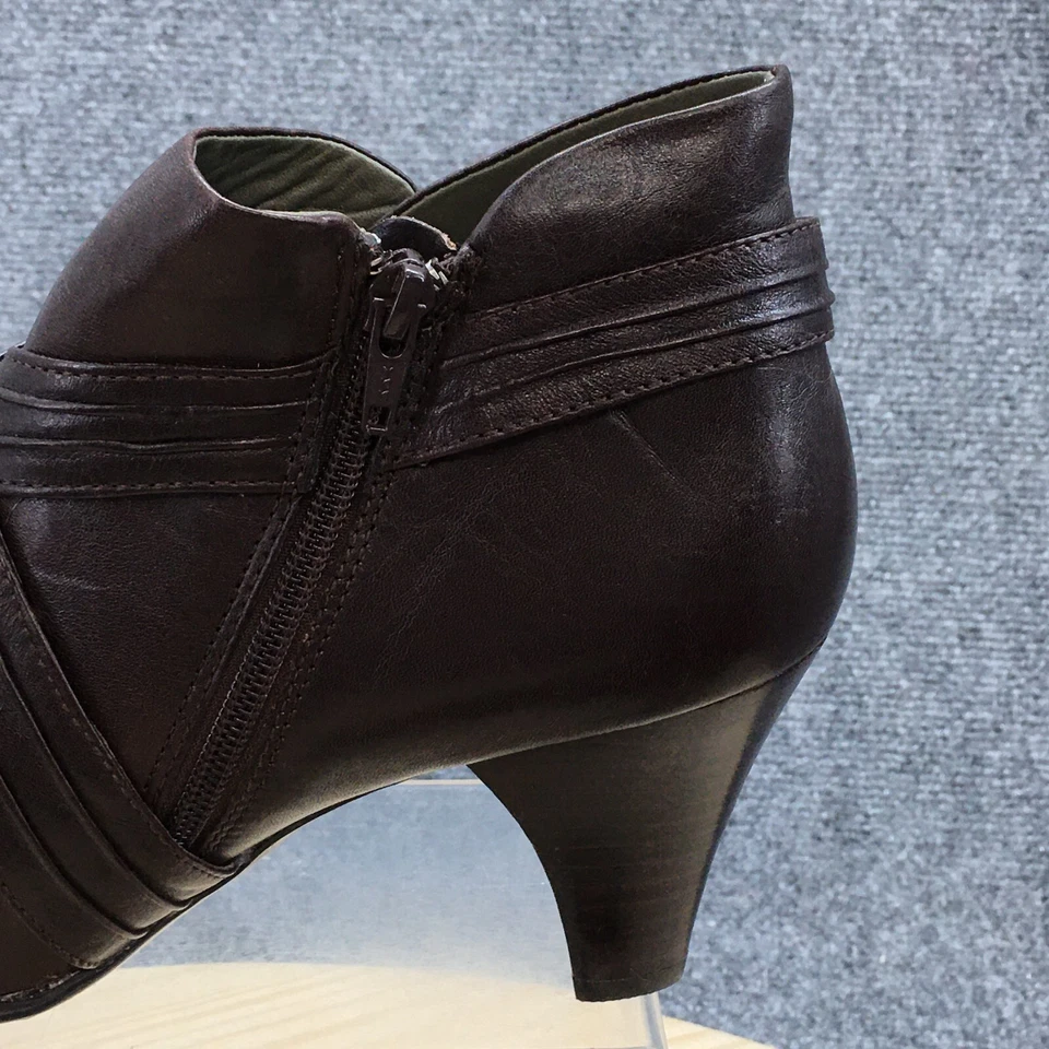 Born Crown Boots Womens 10 Casual Zip Ankle Bootie W61250 Brown Leather Heels - Image 3 of 4