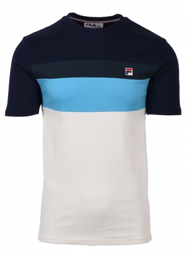T shirt Fila retrò a blocchi colore maglia Leary Crew collo top sportivo casual taglia XS