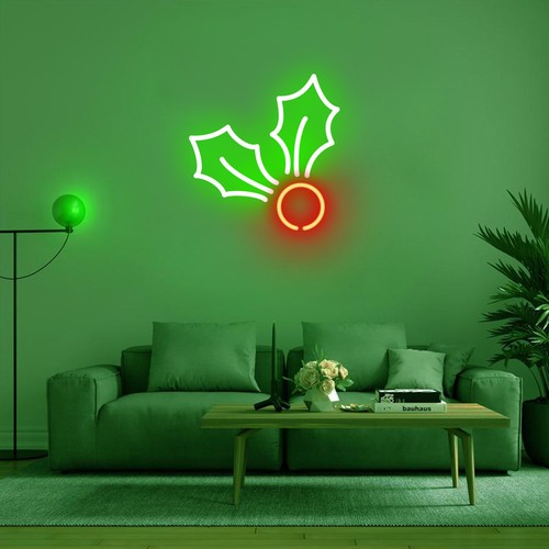 10"x10"Christmas Tree Branches Neon Sign Light Xmas Party Wall Decor Nightlight - Picture 2 of 3