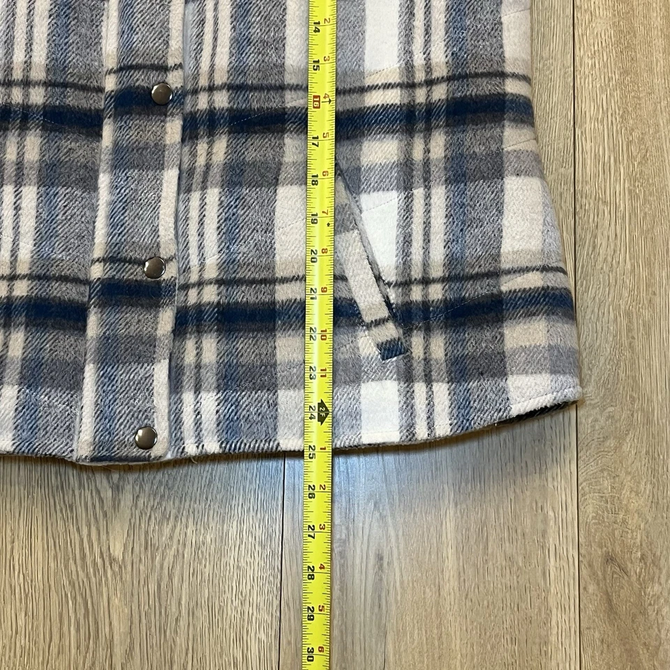 Acogedor chaleco a cuadros Christopher Banks talla Petite L azul y tostado con forro de sherpa Foto 3 de 4