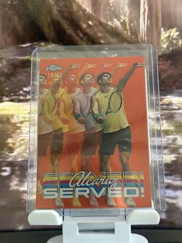 Carlos Alcaraz [Orange Refractor] #SER-CA 2024 Topps Chrome Served card