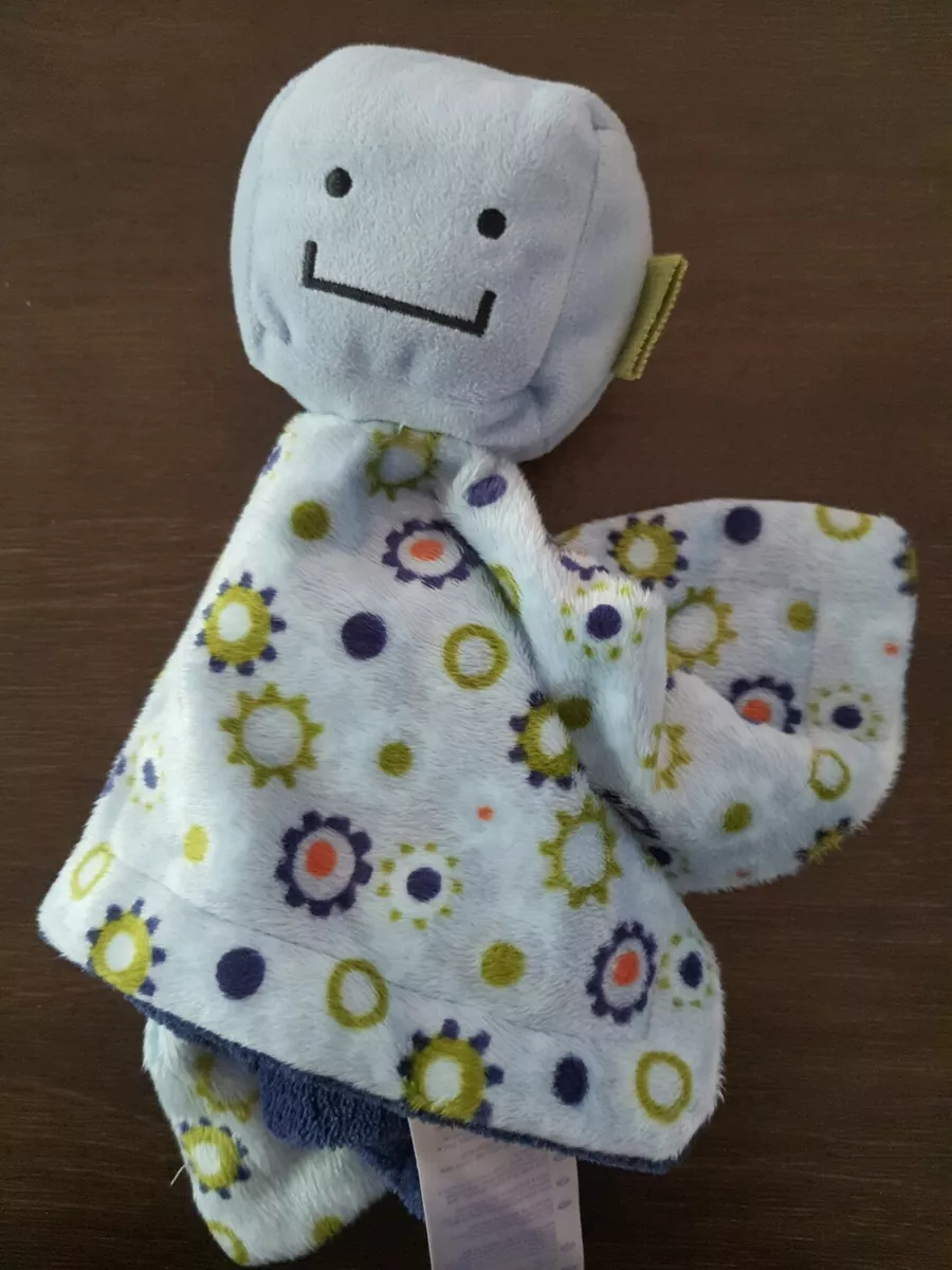 Babies R Us Robot Lovey Plush Security Blanket Baby Nunu Blue green gears