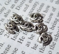 CHANEL BUTTONS TINY GLUE ON SILVER 8 MM 6 PCS -PLEASE READ ITEM DESCRIPTION
