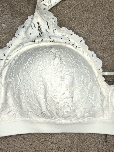 Nuevo con etiquetas Sujetador Halter Bralette Suave Muselina Suave Encaje Palma Aerie Talla XXL Marfil - Imagen 2 de 6