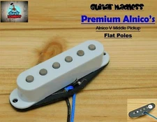 G.M. Premium Alnicos A5 Flat Poles Stratocaster® Middle Pickup (RWRP) White