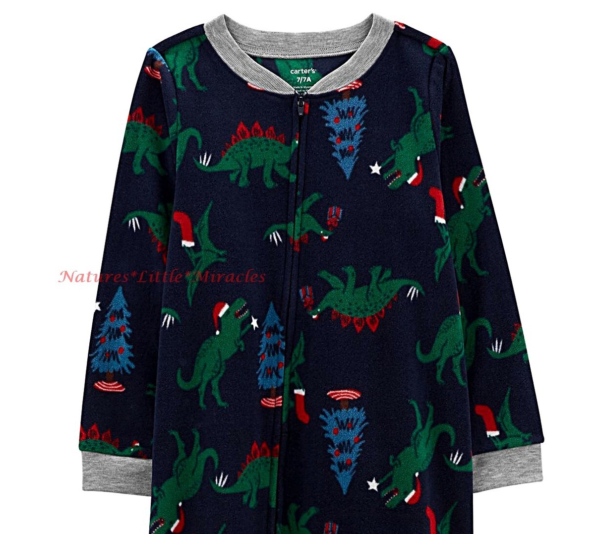 Christmas Dinosaur One Piece Pajamas Boy Size 5-14 Blanket