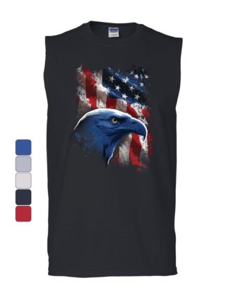 American Bald Eagle Muscle Shirt American Flag 4th of July Patriotic Sleeveless