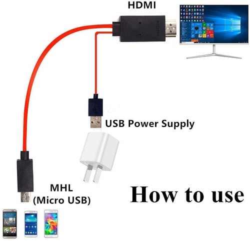 Micro USB to Hdmi 1080p HDTV Adapter Cable for Samsung Galaxy S3/4/5 Note 2/3/4 - Picture 9 of 10