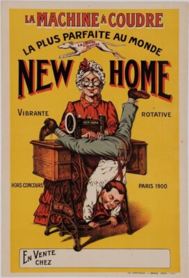 Original Vintage French Poster for NEW HOME Sewing Machine, 1900