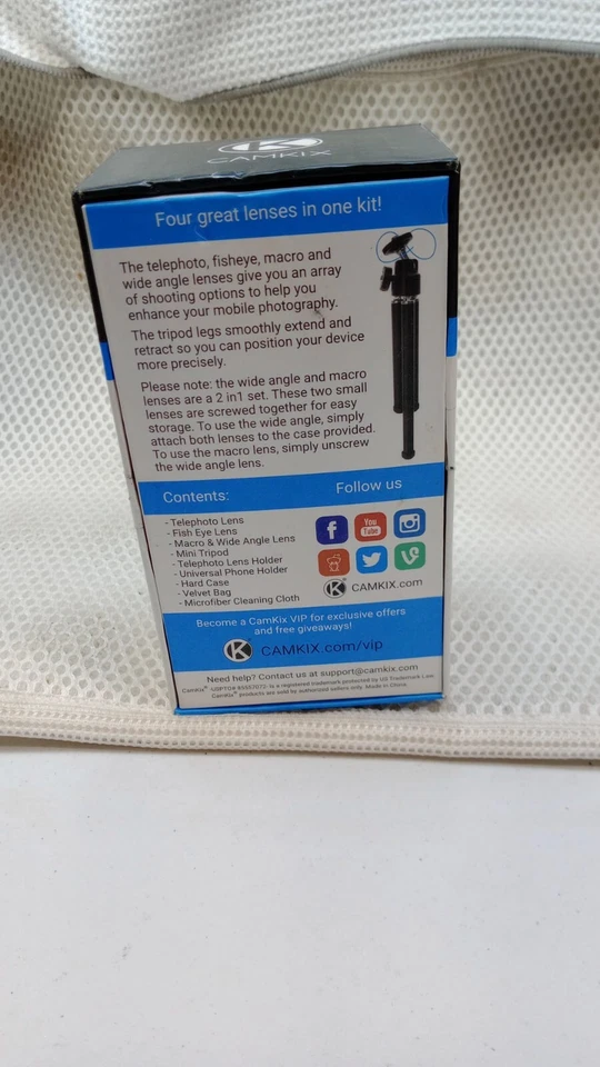 Комплект объективов для телефона Camkix 4 в 1 — включает макро, широкоугольный, телеобъектив и рыбий глаз - Изображение 2 из 3