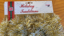 Vintage BRITE STAR Gold Tinsel Christmas Garland Gold 15 Ft NEW Made in USA