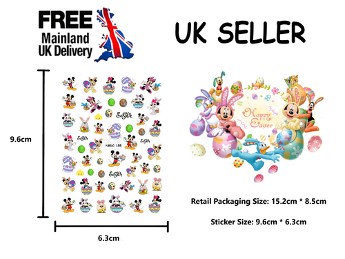 Nail Art Stickers Self-adhesive Easter🐰Bunny Eggs🐣Chicks Mickey&Disney Friends - Picture 20 of 31