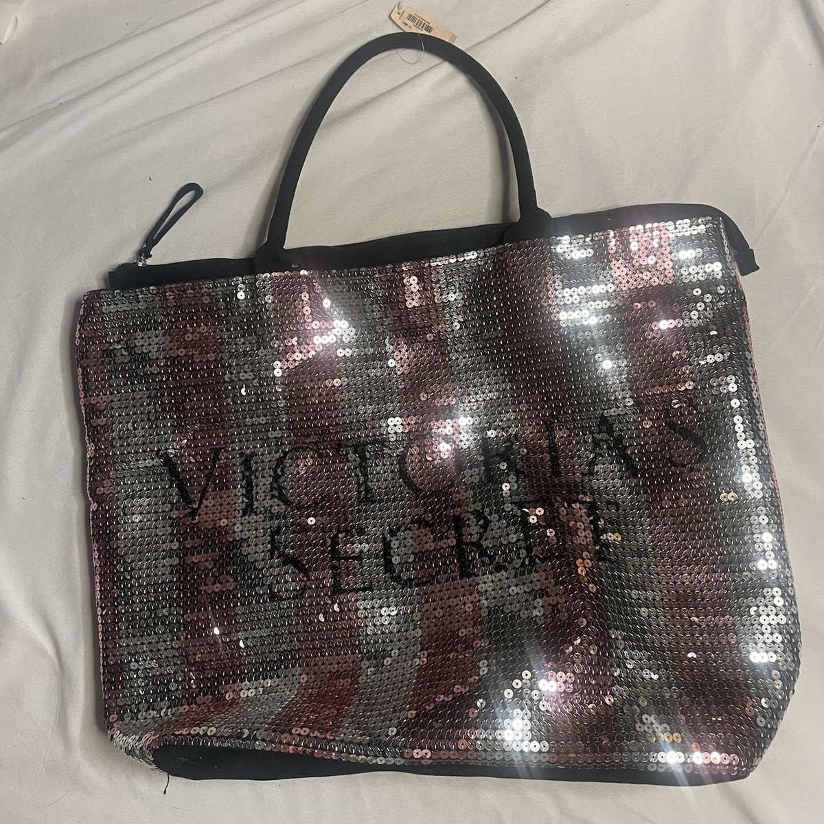 Brand New Victoria\'s Secret pink striped sequin ba… VS Victoria main image 2