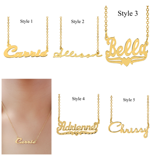 Personalized Sterling Silver ANY NAME Plate Script Chain Necklace 10 Styles 2020 - Picture 3 of 14