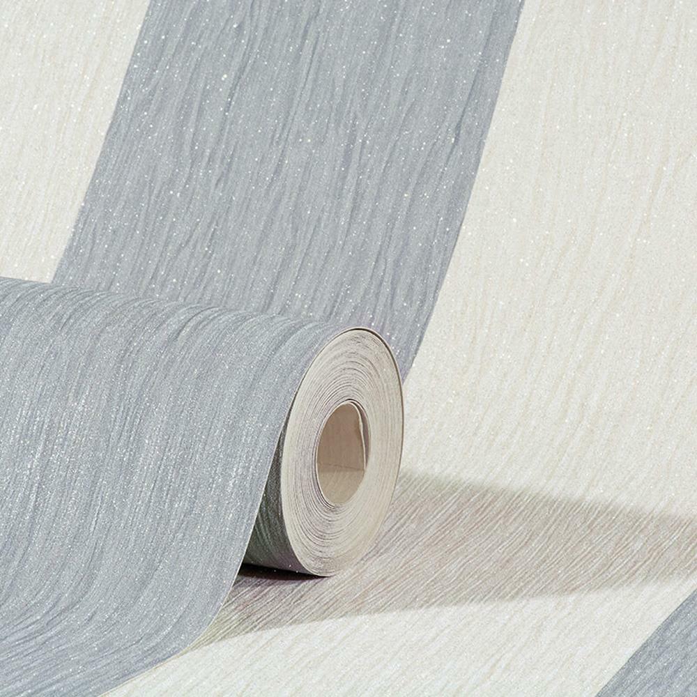 Crystal Stripe Wallpaper Silver Ivory Glitter Sparkle Striped Vinyl