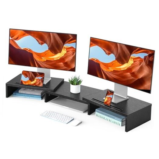 Adjustable Dual Monitor Stand Riser for Two Computer Monitors