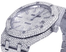 Mens Audemars Piguet Royal Oak 41MM Steel VS Pave Dial Diamond Watch 33 Ct 5
