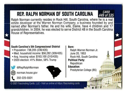 2021 United States Congress Fascinating Cards Pick A Card South Carolina - Picture 15 of 19
