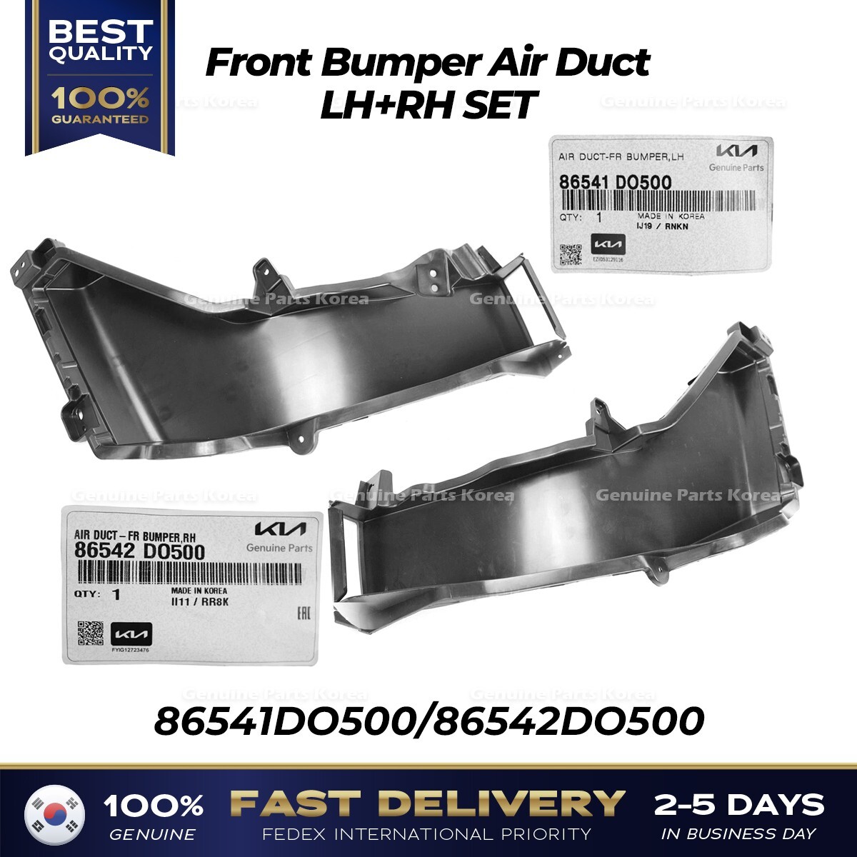 ⭐Genuine⭐ Front Bumper Air Duct LH RH SET 86541DO500 86542DO500