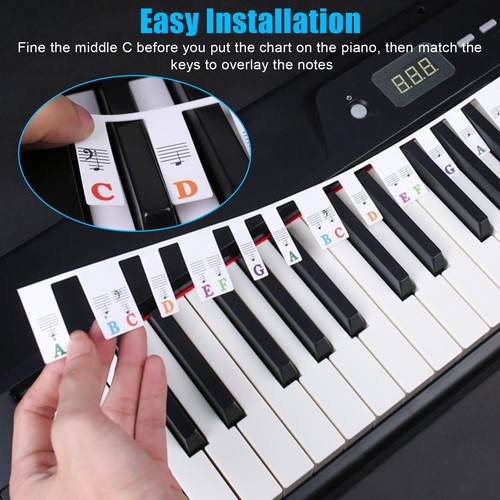 Removable Silicone Piano Keyboard Note Labels 88-Keys Reusable Piano Stickers - Picture 4 of 9