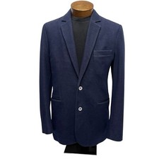 Robert Graham Mens Sz S Classic 2-Button Sport Coat Blazer Navy Cotton/Polyester