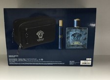 Versace Eros Men's 3 Pc Gift Set 3.4 Oz 0.3 Oz Eau de Parfum Spray Trousse