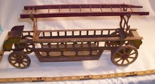 DAYTON HILL TOYS LADDER FIRE TRUCK PRESS STEEL FLOOR TOY 1900s