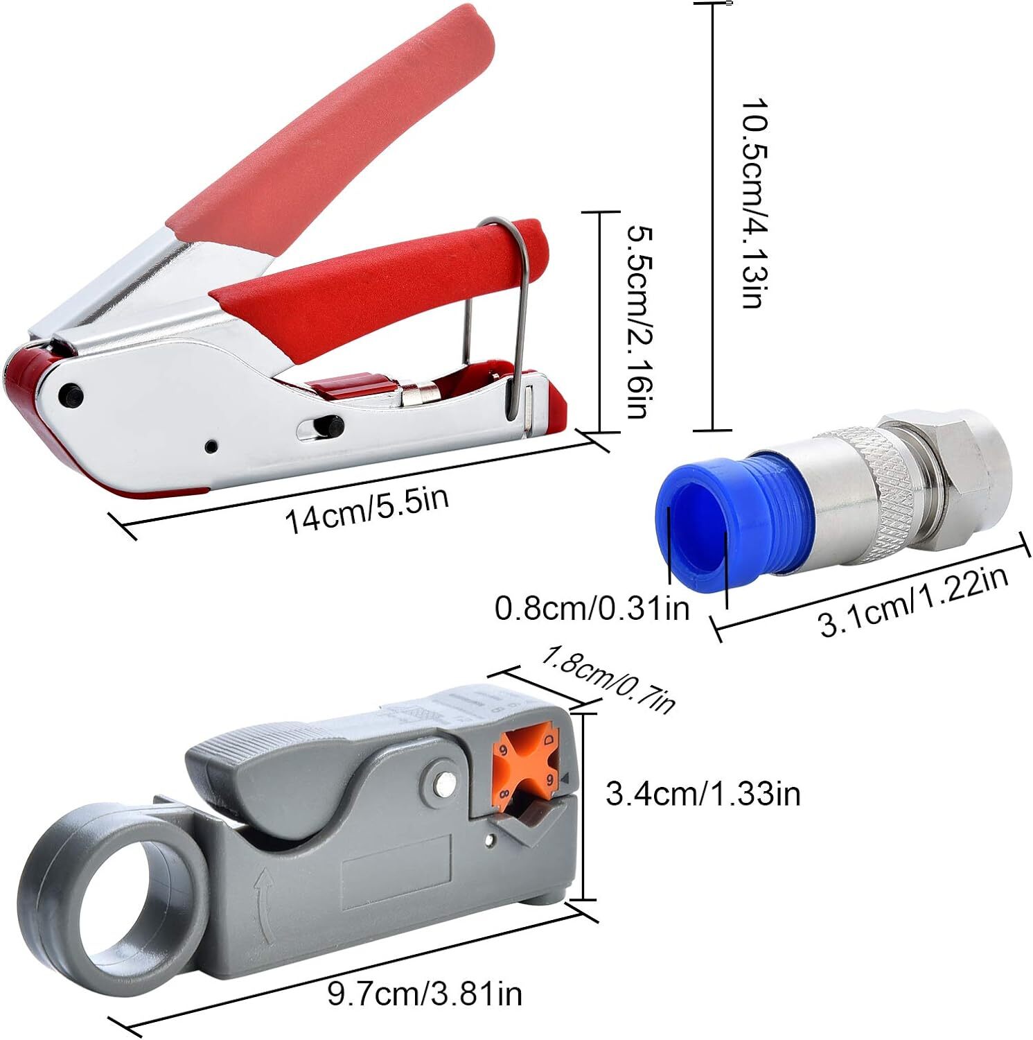 Thumbnail - Kompressionszange F Stecker Set - Abisolierwerkzeug Sat Kabel F