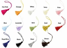 2" High Quality Mini Tassel Rings on Cord 12 pcs - Choose Colors