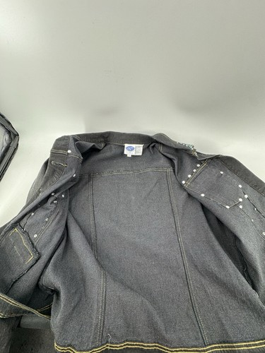 NUEVO CON ETIQUETAS DG2 Gilman 2 piezas conjunto de mezclilla oscura pantalones vaquera occidental con tachuelas chaqueta 16WP 1x - Imagen 6 de 23