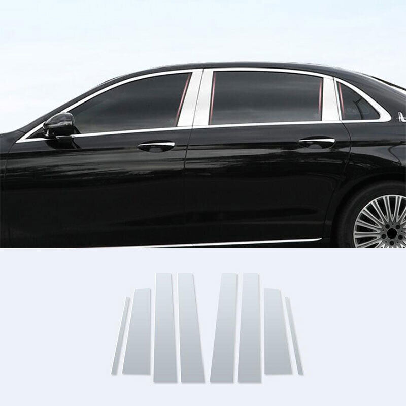 For Benz E-Class W213 16-22 Chrome Steel Car Window Bc Pillar Cover Trim Sticker
