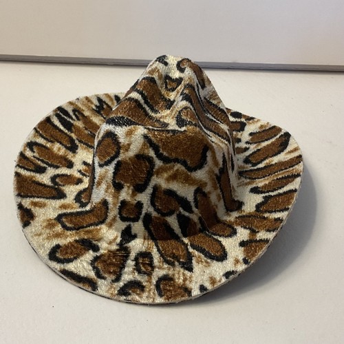 Vintage Doll Hat Leopard Print Cowboy Hat 5” Long 3” Opening - Picture 5 of 8