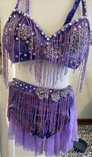 Custom deep lavender bedazzled and beaded dance costume CH/ XL