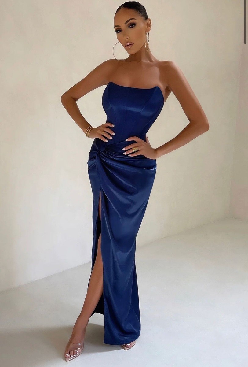 club l london blue dress Auburn Powder Blue Halter-Neck Midi Dress – Club L London