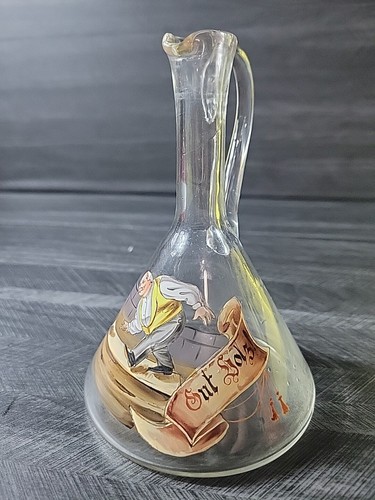 Deutsche Van Hauten Theresienthal Mettlach Hand Emaille Glas Karaffe Kloot 6,5" - Bild 3 von 11