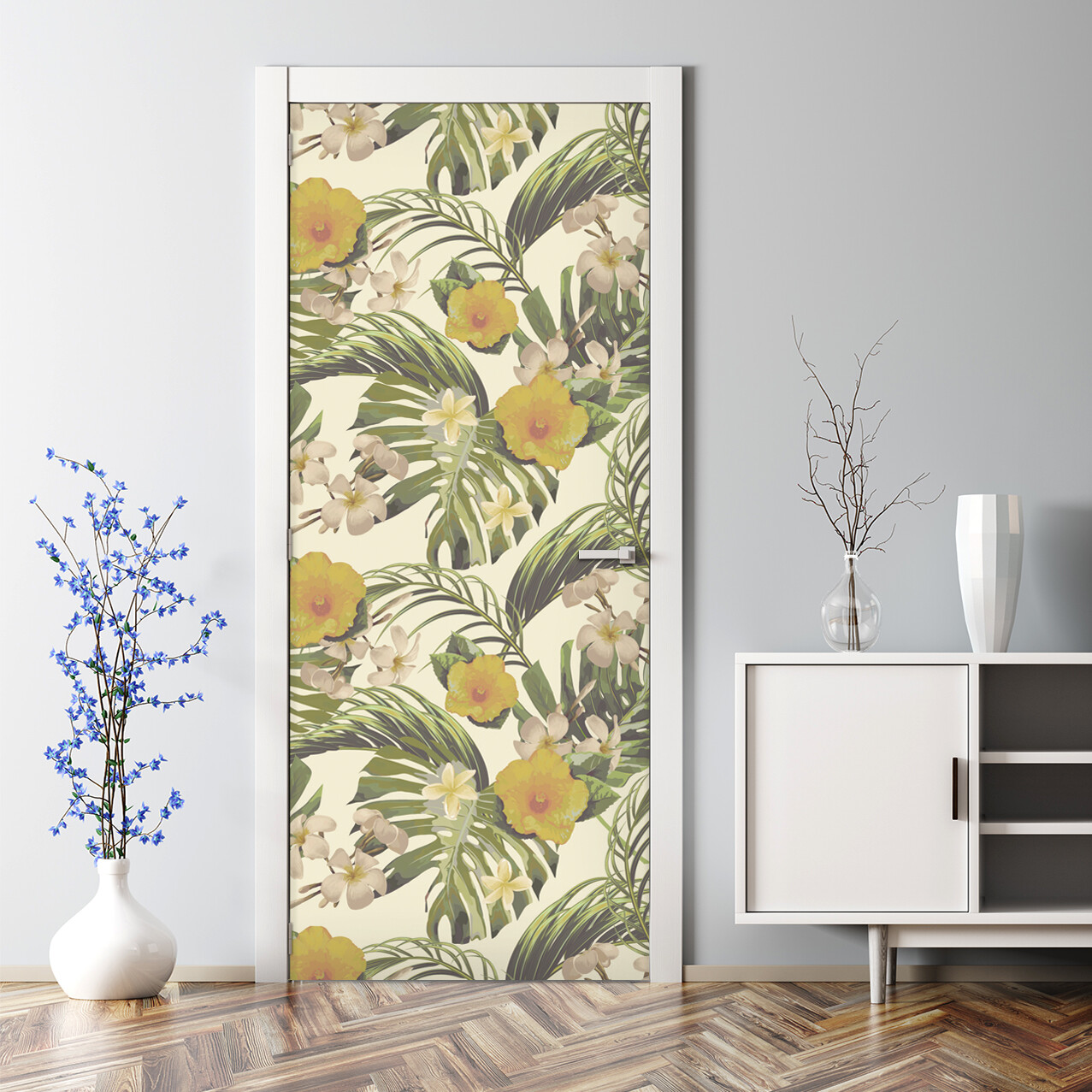 Tropical Dream Nursery Self-Adhesive Removable Door Decal Wallpaper for Renters