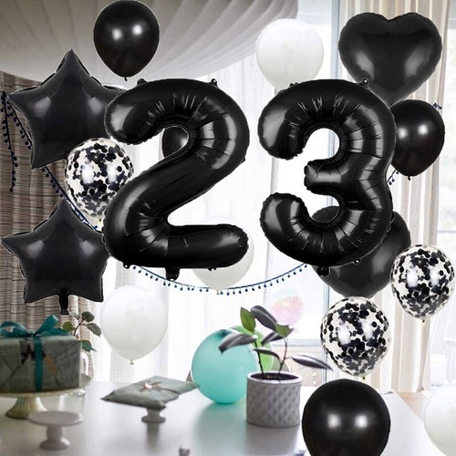 Black Theme Happy Birthday Foil Balloons Bunting Banner Party Decoration UK - Picture 2 of 47
