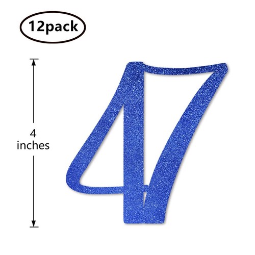 Blue Glitter 47th Birthday Centerpiece Sticks 12-Pack Number 47 Table Topper ... - Picture 2 of 2