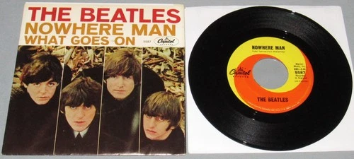 THE BEATLES: NOWHERE MAN / WHAT GOES ON; 1966 Picture Sleeve 45; Capitol 5587
