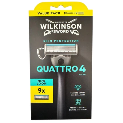 9x Wilkinson Quattro 4  Rasierklingen + Rasier NEU & OVP