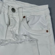 Zara Womens White High Waisted Straight Leg Raw Hem Denim Jeans Size 2