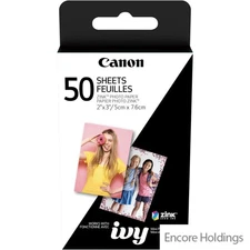 Canon Zink Photo Paper - 2 x 3 Inches - 50 Pack - Glossy - Sticky Back 3215C001