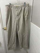 VTG Polo Ralph Lauren Andrew Pants Mens 36x28 Tan Pleated Chino Cotton Trousers