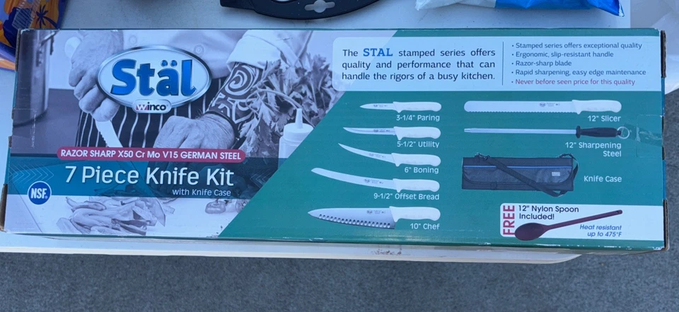 Winco X-50 Cr Mo V15 - Juego de cubiertos de 7 piezas - Nuevo en caja original con estuche Foto 2 de 4