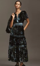 Anthropologie The Somerset Maxi Dress: Velvet Edition  Dark Blue